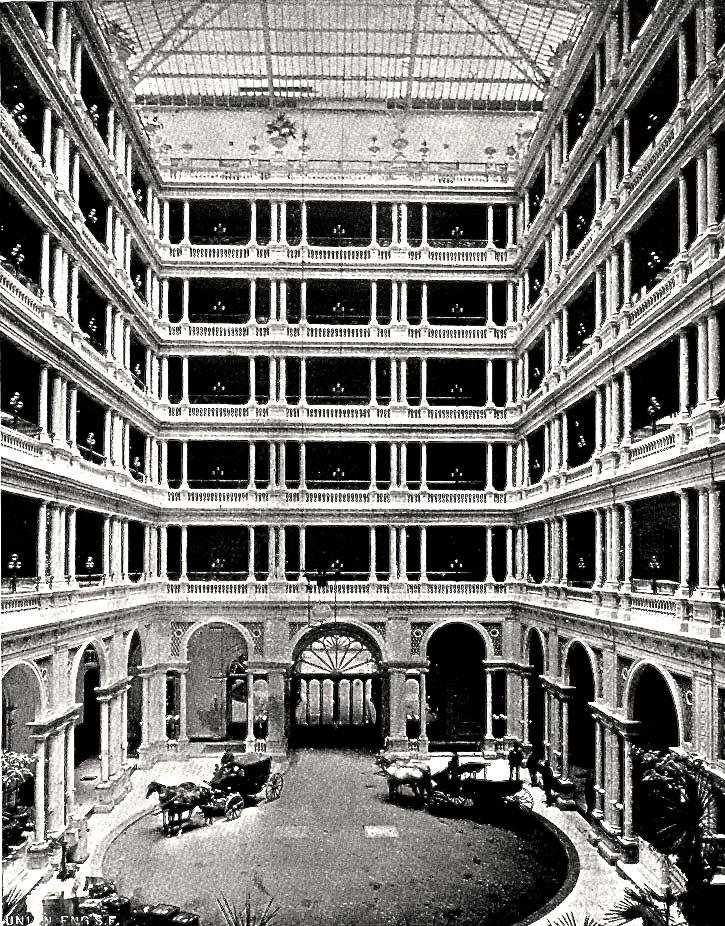 The 1875 Palace Hotel included interior entry for guests aboard their carriages