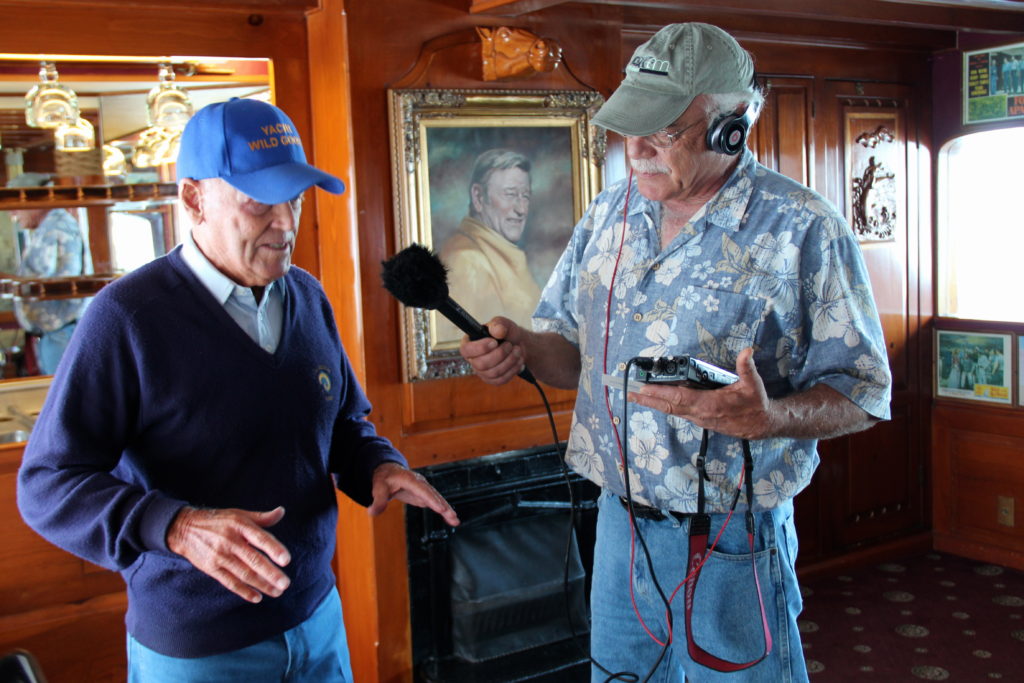 Bert Minshall, John Wayne's former skipper reboards for a sail down memory lane with Tom Wilmer (Right)