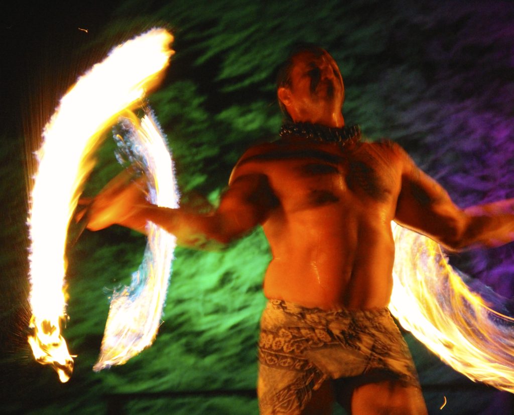 Lim Family Luau Fire Dancer at Mauna Kea Resort Hotel