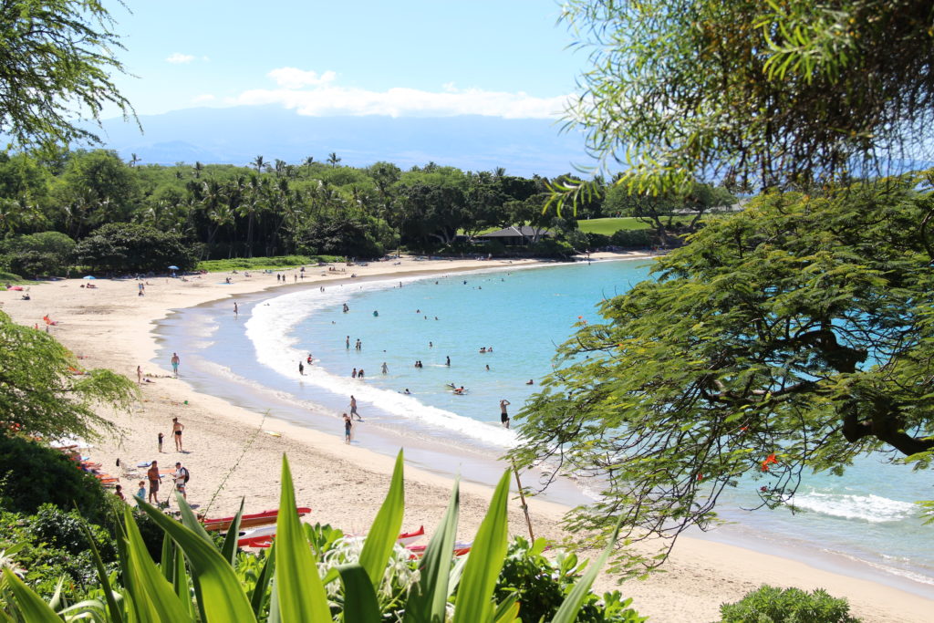 Mauna Kea Resort Hotel's stunning crescent shaped beach