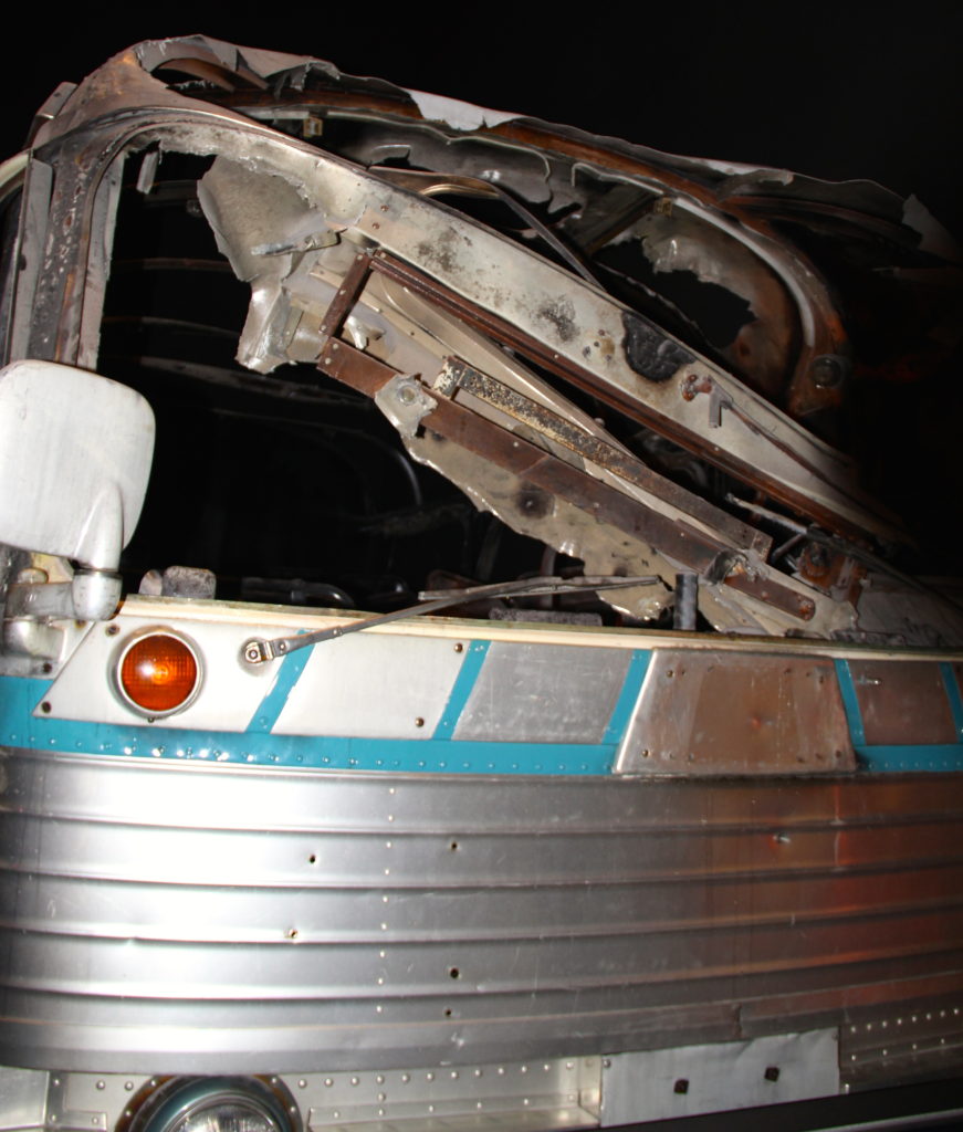 Hulk of the firebombed Greyhound Bus on display at the National Civil Rights Museum in Memphis, Tennessee. Photo Credit: Tom Wilmer